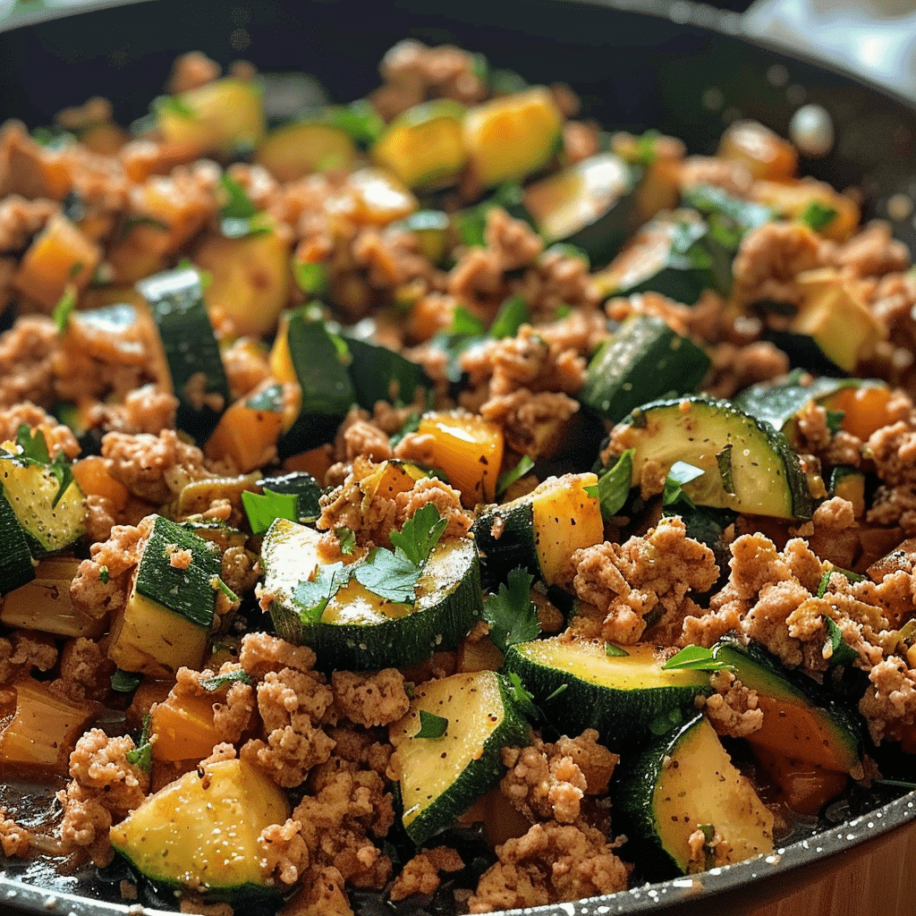 Ground turkey and zucchini skillet 