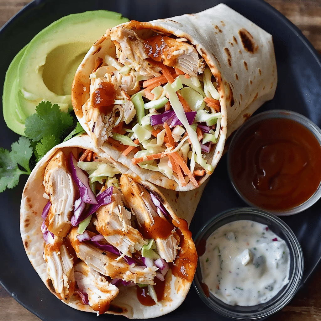 BBQ Chicken Coleslaw Wraps