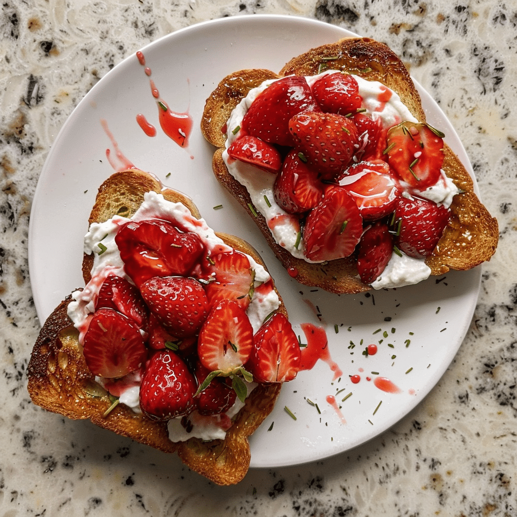 Roasted Strawberry Whipped Ricotta Toast 