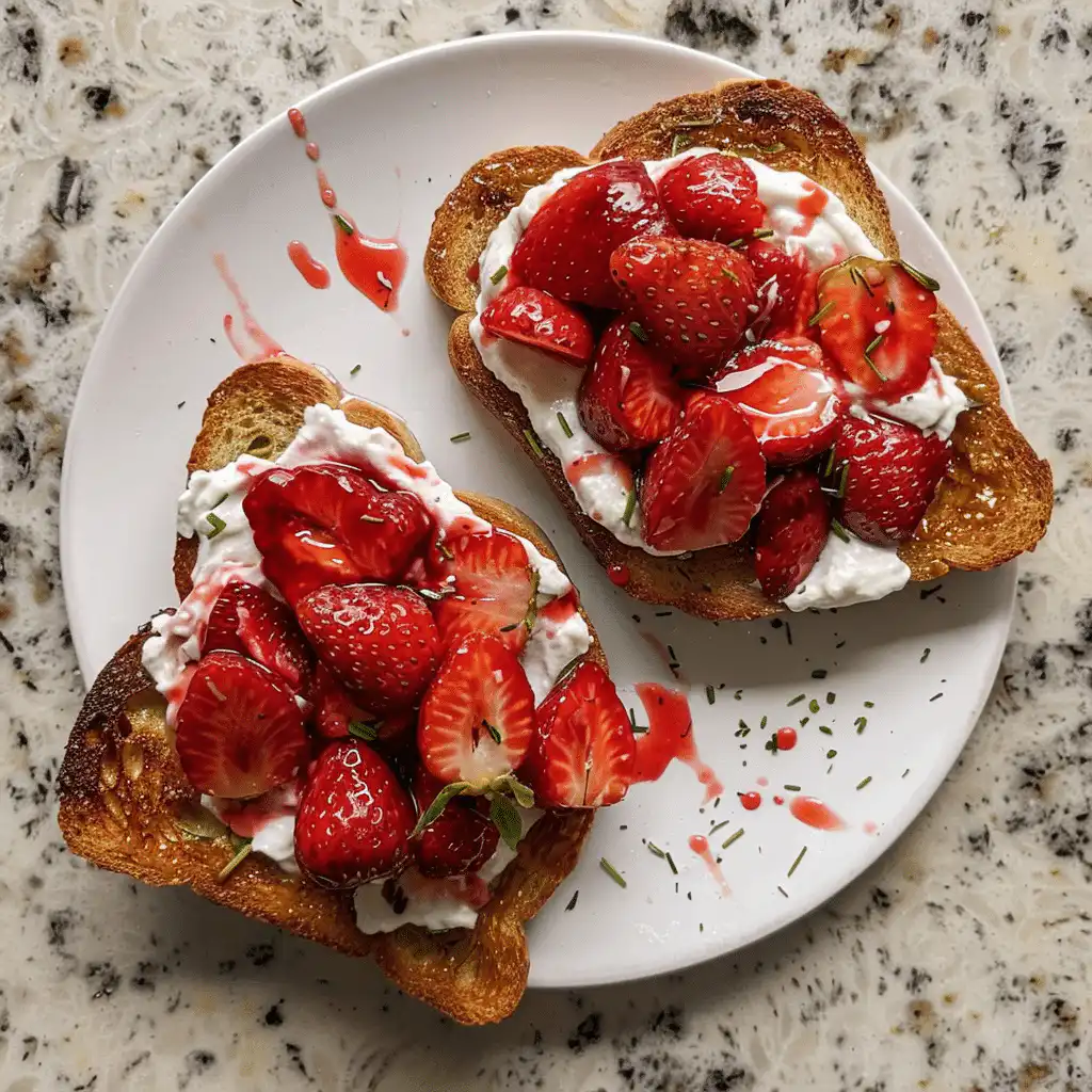 Roasted Strawberry Whipped Ricotta Toast