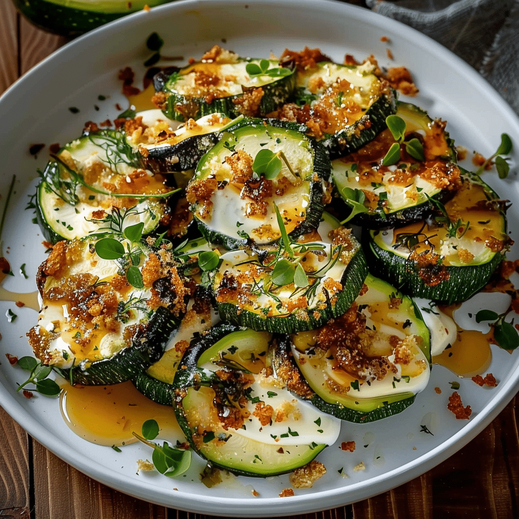 Zucchini with Yogurt Sauce and Honey Drizzle