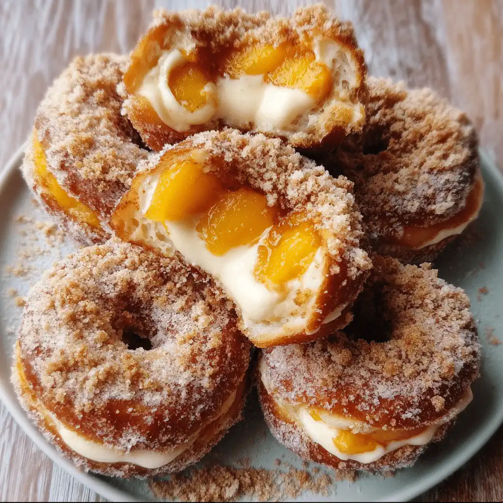 Peach Cobbler Cheesecake Donuts