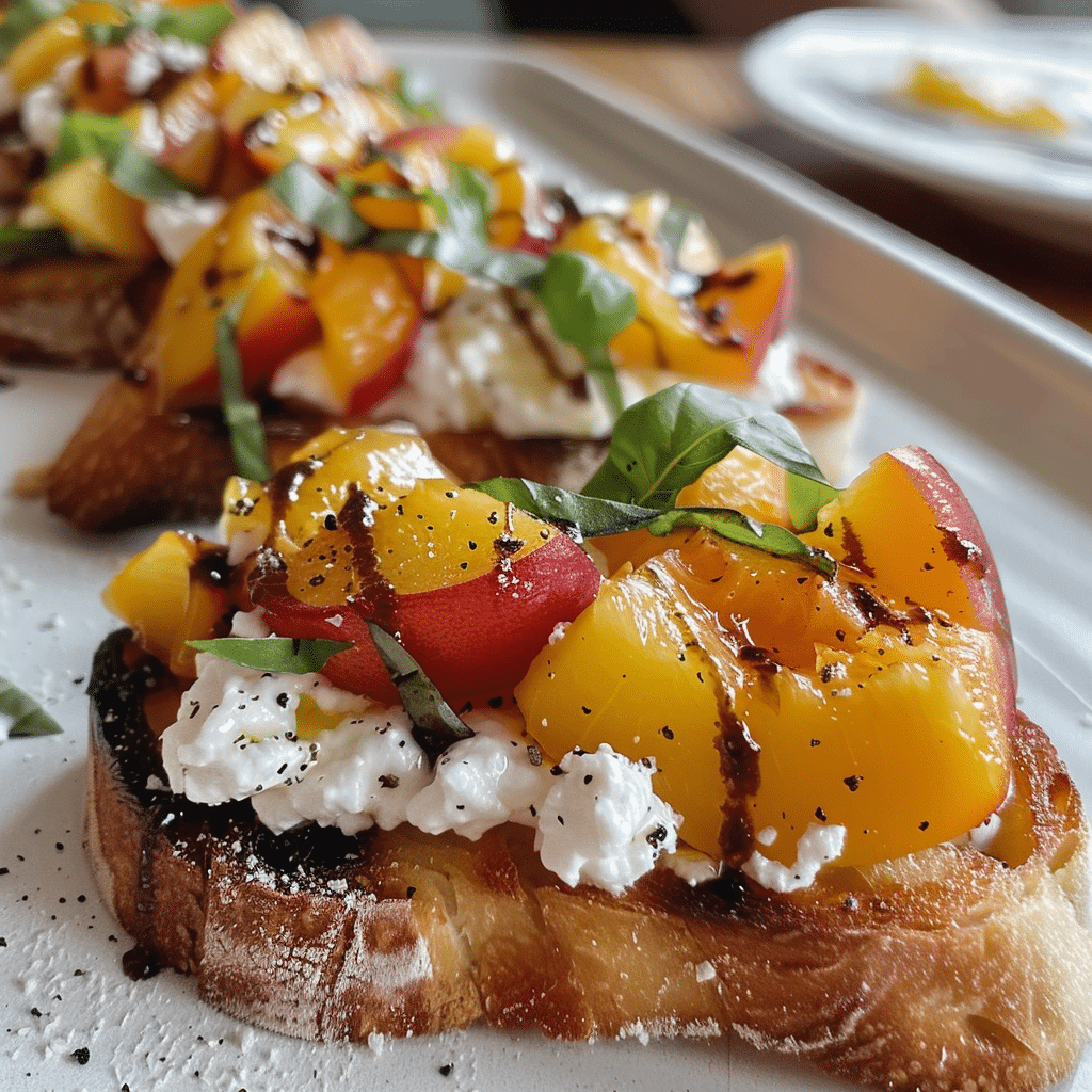 Peach Bruschetta with Whipped Ricotta