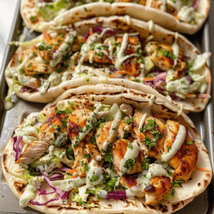 Sheet Pan Chicken Pitas with Fresh Herb Ranch Slaw 8 Sheet Pan Chicken Pitas with Fresh Herb Ranch Slaw