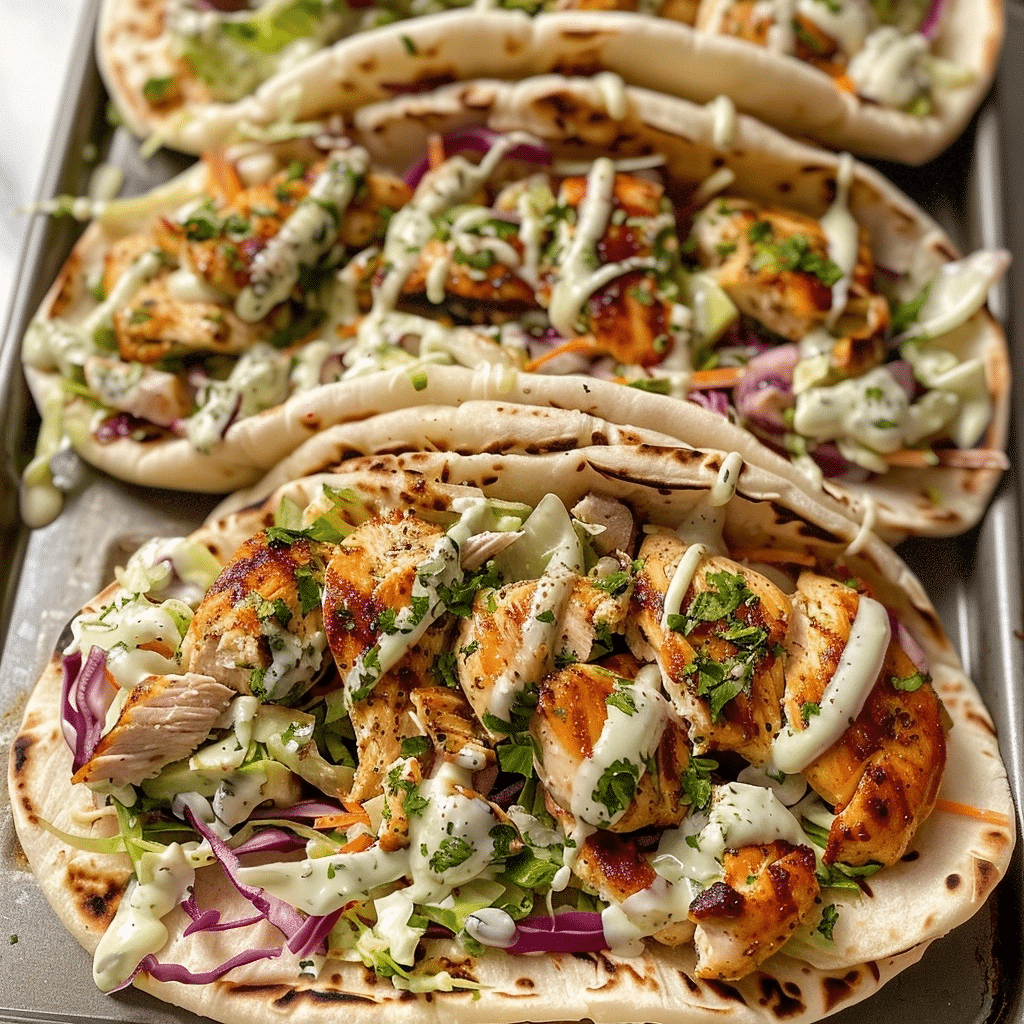 Home Page 12 Sheet Pan Chicken Pitas with Fresh Herb Ranch Slaw