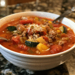 Healthy Zucchini Tomato Italian Sausage Soup