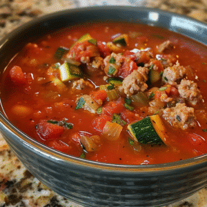 Healthy Zucchini Tomato Italian Sausage Soup