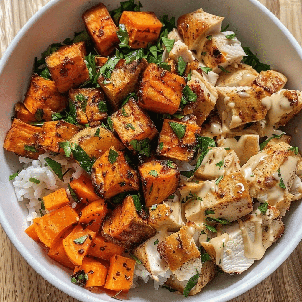 Home Page 32 Healthy Chicken and Sweet Potato Rice Bowl Recipe