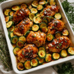 Sheet Pan Hot Honey Garlic Chicken and Zucchini