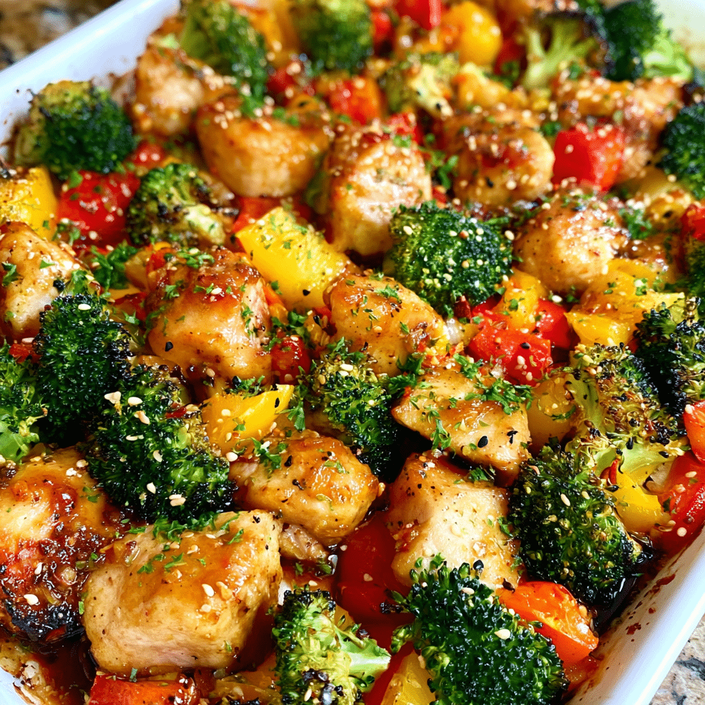 Sheet Pan Teriyaki Ginger Sesame Chicken and Broccoli