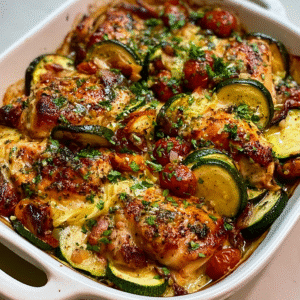 Mediterranean Chicken and Zucchini Bake